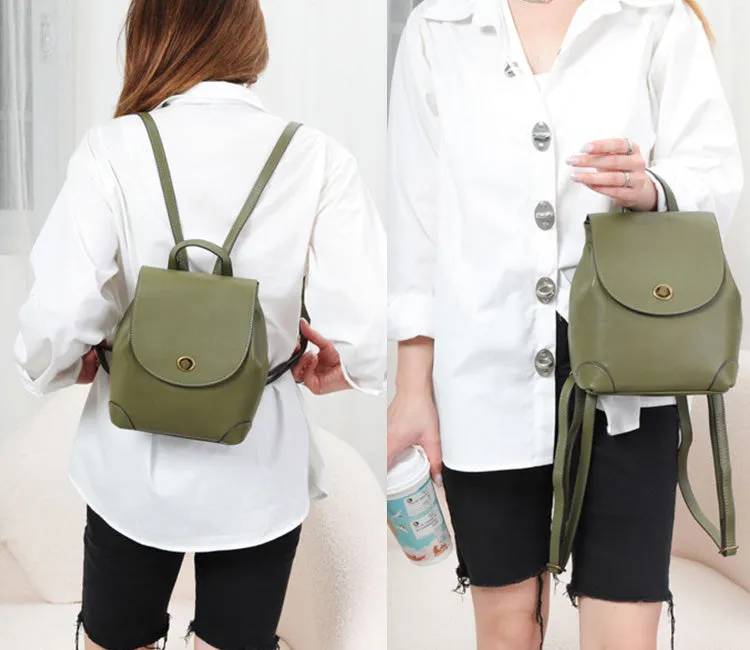 Stylish Womens Small Black Leather Backpack Purse Ladies Rucksack Bag