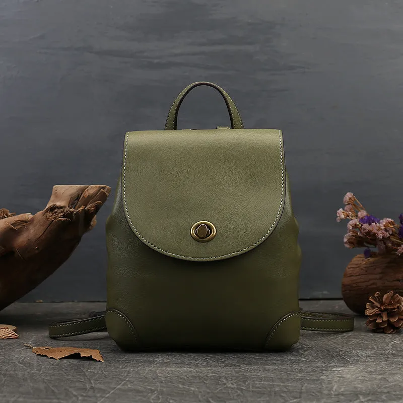Stylish Womens Small Black Leather Backpack Purse Ladies Rucksack Bag