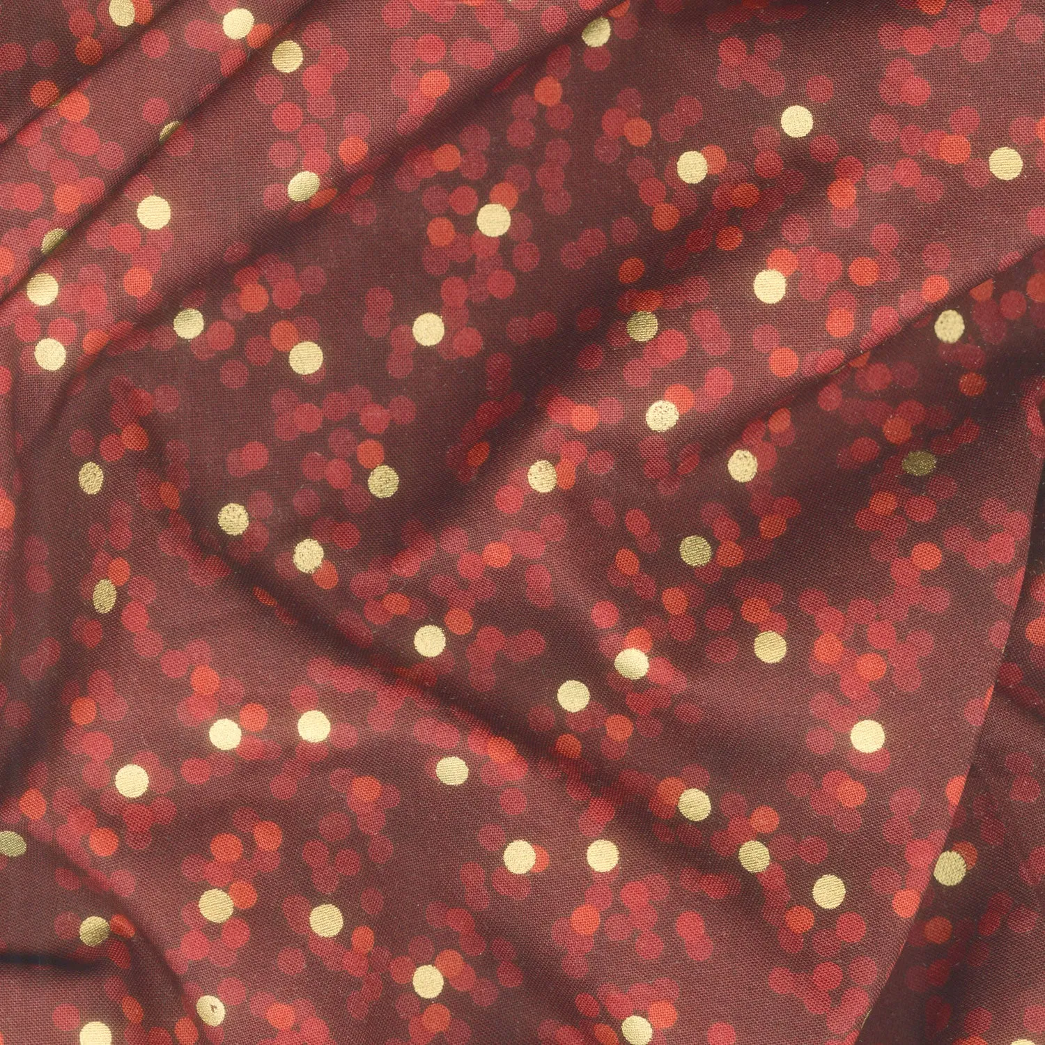 Sweet Pumpkin Spice - Dots Cranberry Metallic Yardage