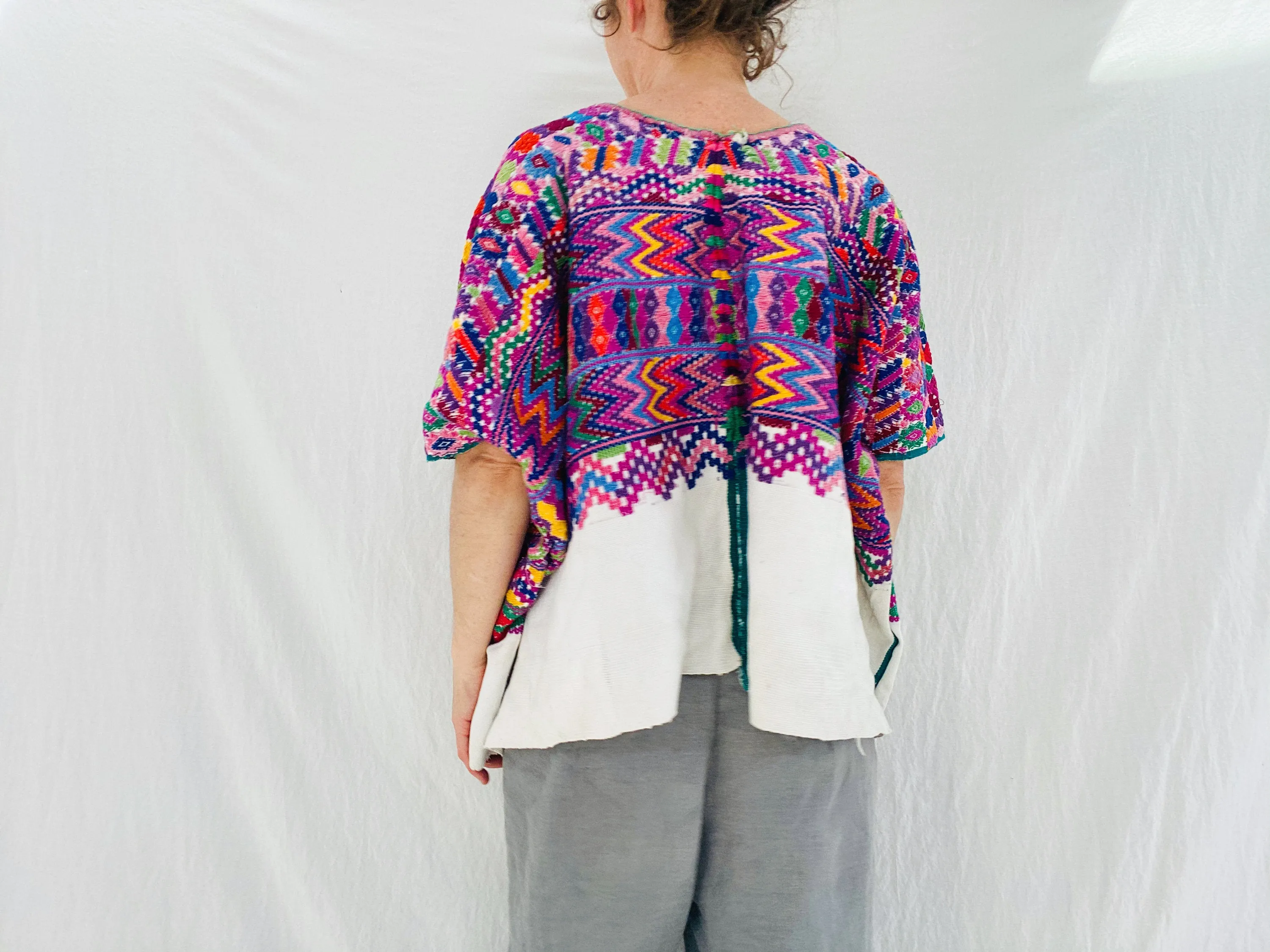 Vintage Guatemalan Huipil. San Pedro Sacatepequez. Hand-Embroidered
