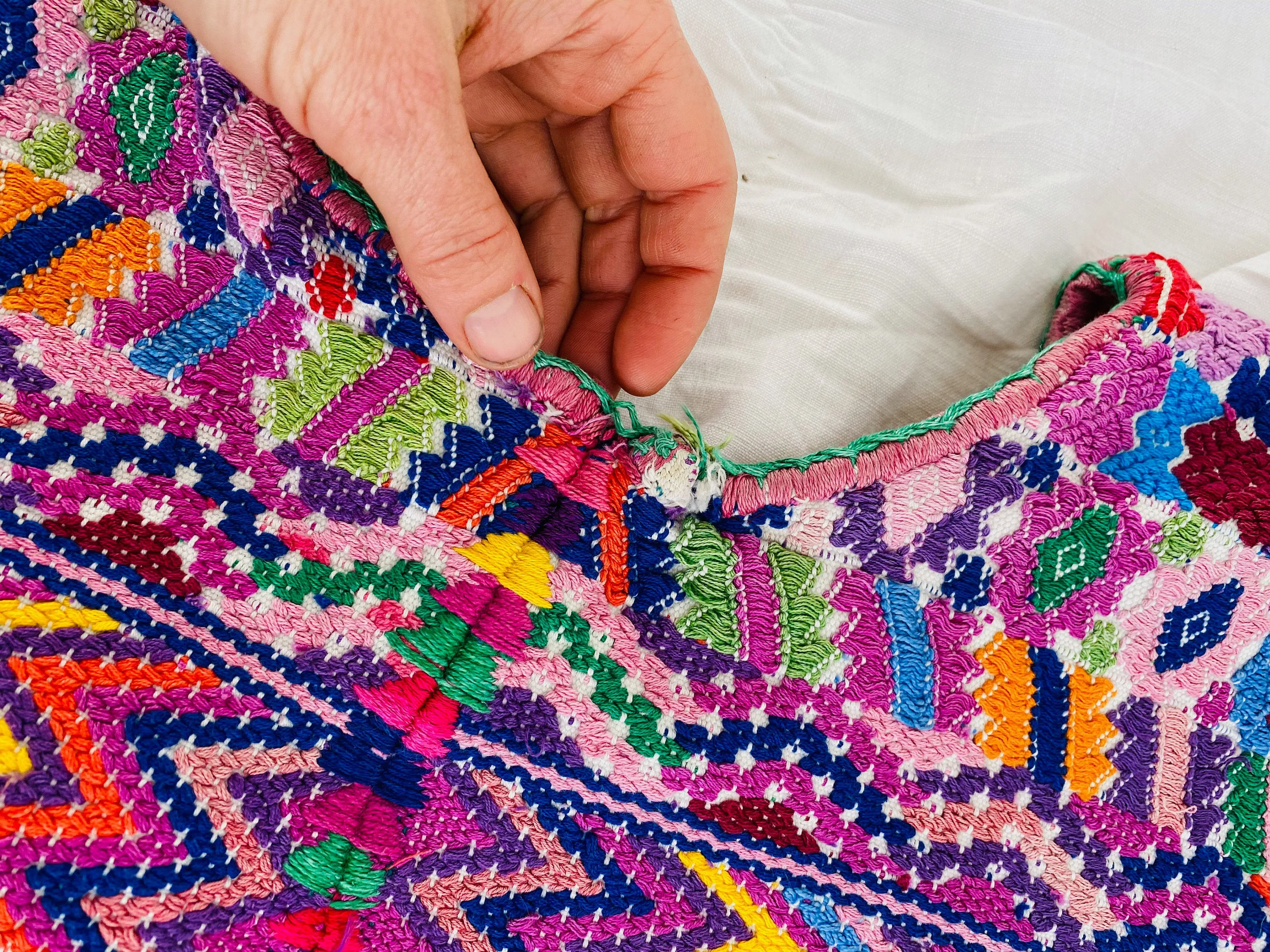 Vintage Guatemalan Huipil. San Pedro Sacatepequez. Hand-Embroidered