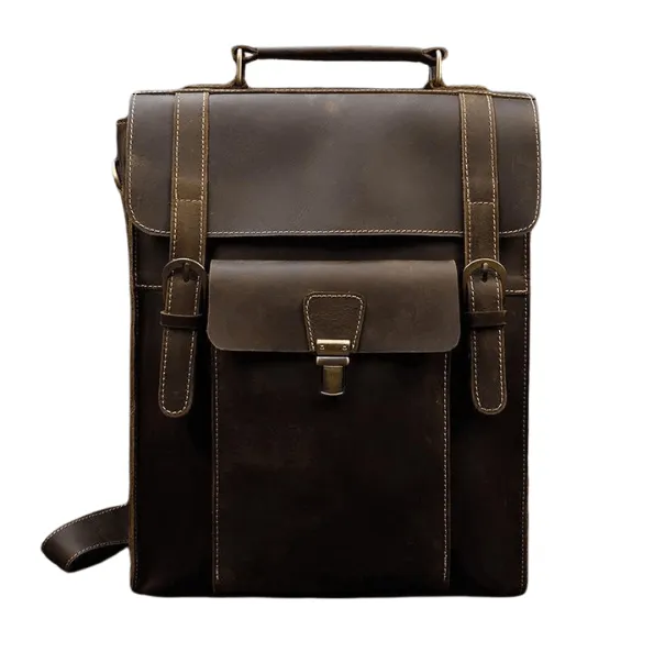 Vintage Style Genuine Leather Backpack Daypack Travel Bag