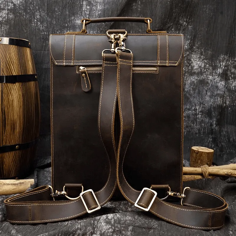 Vintage Style Genuine Leather Backpack Daypack Travel Bag