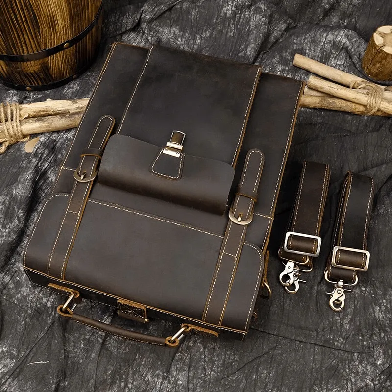 Vintage Style Genuine Leather Backpack Daypack Travel Bag