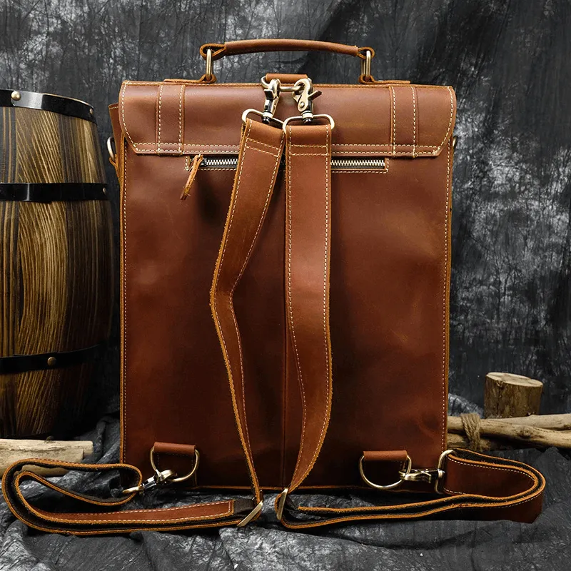 Vintage Style Genuine Leather Backpack Daypack Travel Bag