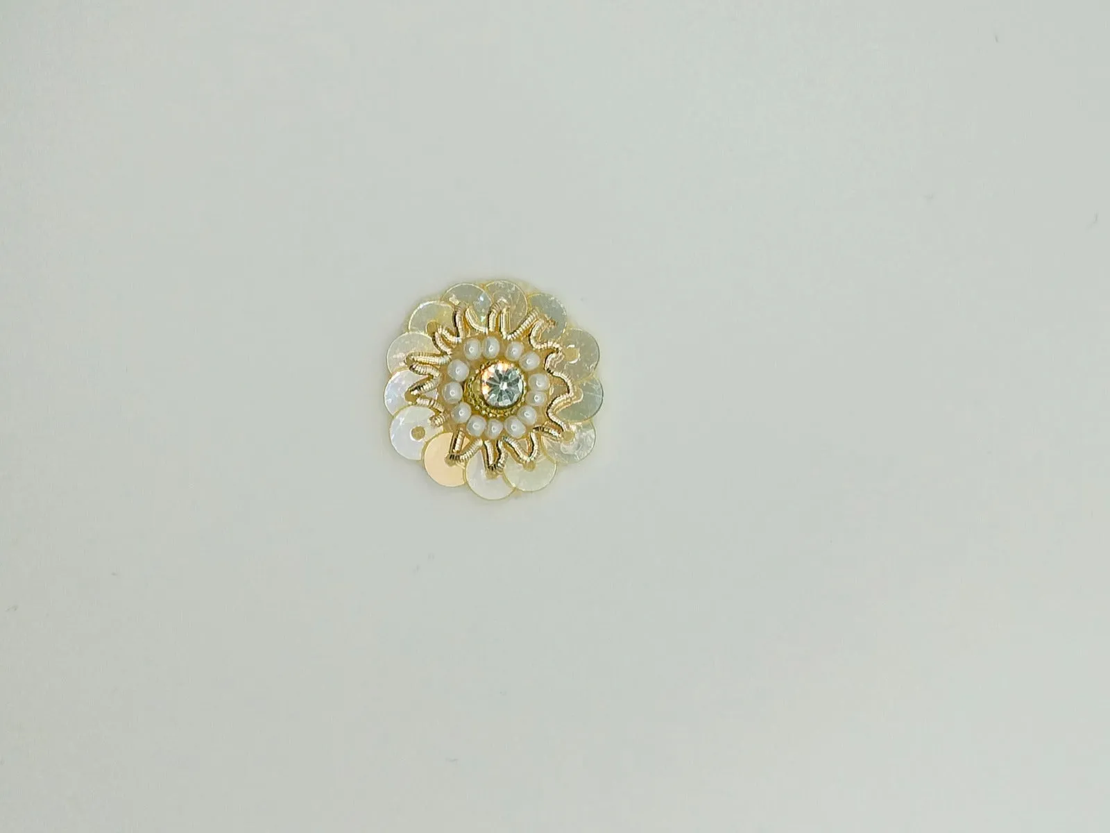 White & Golden Embellished Zardozi Stone and Sequins Work Handwork Patches