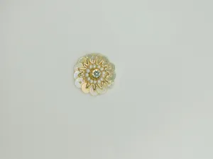 White & Golden Embellished Zardozi Stone and Sequins Work Handwork Patches