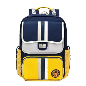 Yellow & Navy 3 stripes Ergonomic School Backpack for Kids
