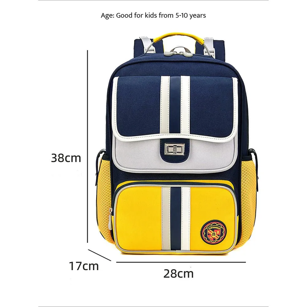 Yellow & Navy 3 stripes Ergonomic School Backpack for Kids